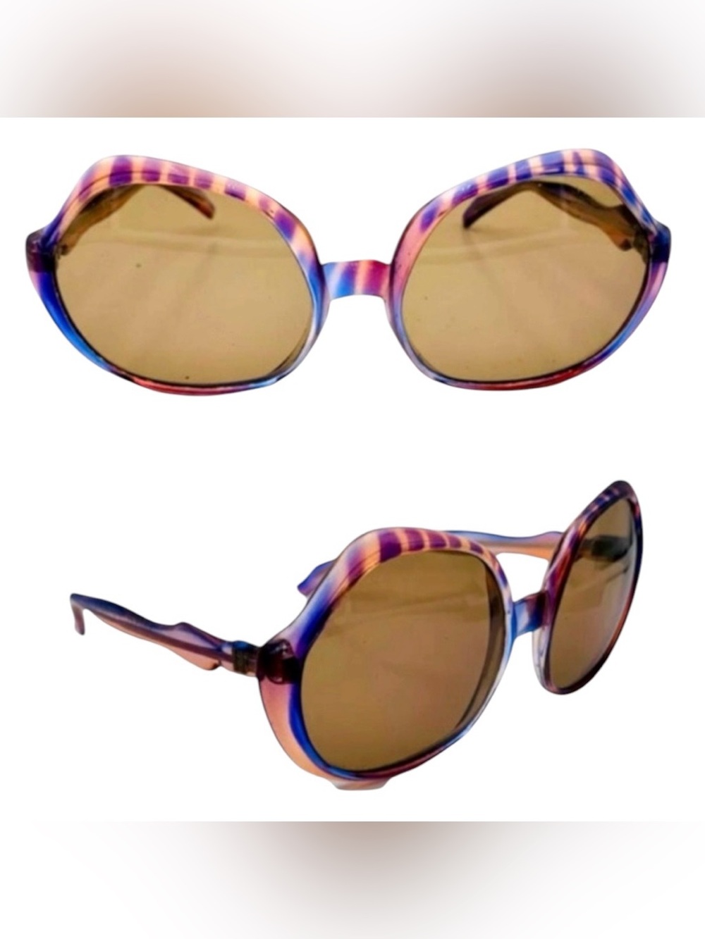 1970’s Vintage Italian Oversized Sunglasses, Purple & Pink Frames, Italy